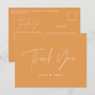 Cartão Postal obrigado chá de fraldas você laranja elegante mode