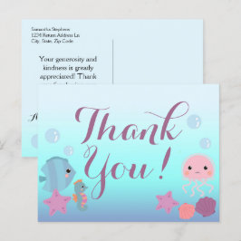 Cartão Postal Obrigado Chuveirinho de Bebê Oceano Sob o Mar