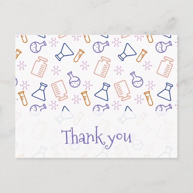 Cartão Postal Obrigado Científico Roxo e Laranja  (Frente)