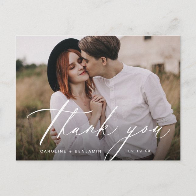 Cartão Postal Obrigado clássico de caligrafia elegante que você  (Frente)