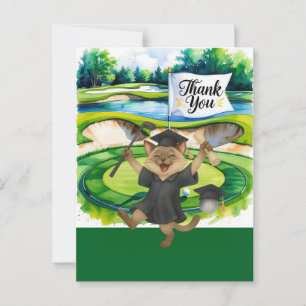 Cartão Postal Obrigado com tema de formatura de golfe