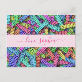 Cartão Postal Obrigado Cor Lindo Agradecemos Nome