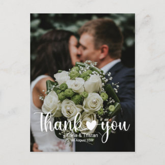 Cartão Postal Obrigado coração Postcard de Foto de Casamento Min