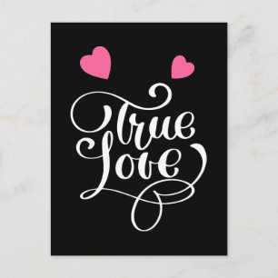 Cartão Postal Obrigado Corações de Amor Verdadeiro Rosa e Preto