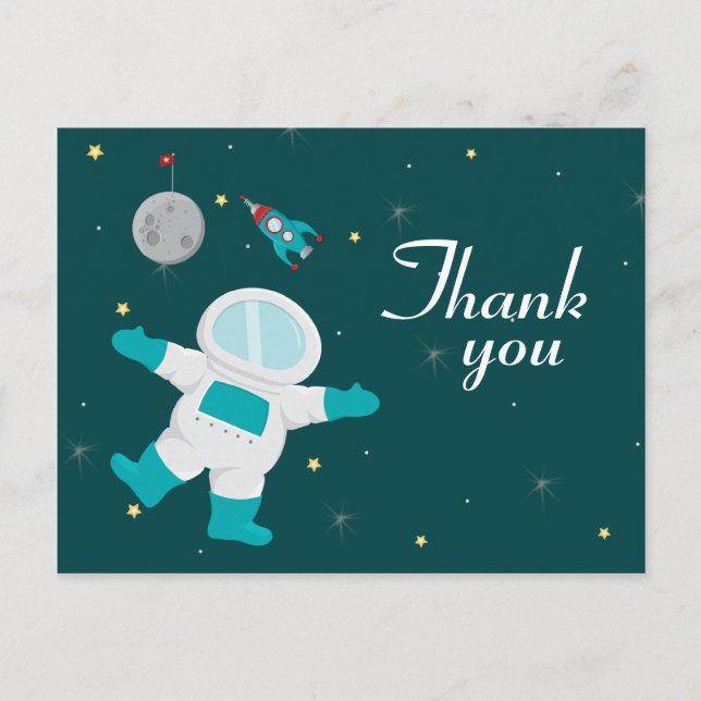 Cartão Postal Obrigado de aniversário do astronauta do espaço ex (Frente)