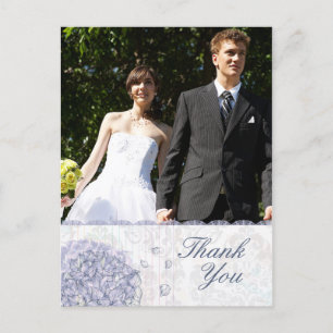 Cartão Postal Obrigado de casamento da flor azul de Cobalto hydr