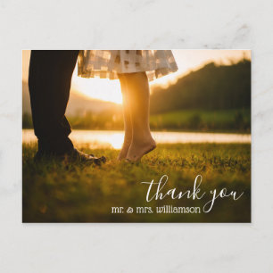 Cartão Postal obrigado de casamento do guião chic