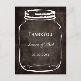 Cartão Postal obrigado de casamento do Mason jar Russo