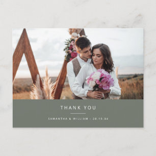 Cartão Postal Obrigado de casamento mínimo simples que você foto