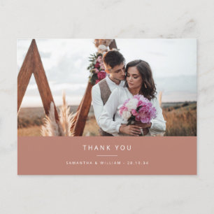 Cartão Postal Obrigado de casamento mínimo simples que você foto
