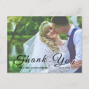 Cartão Postal Obrigado de Casamento Personalizado de Fotografia