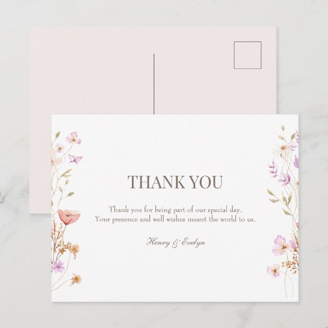 Cartão Postal obrigado de casamento postal (Frente/Verso)