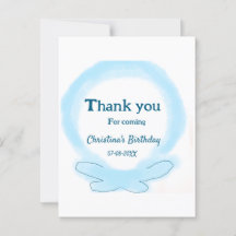 Obrigado de cor de água floral azul que você vem