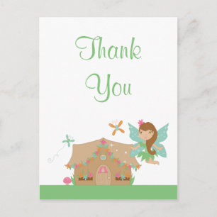 Cartão Postal Obrigado de fada voadora da garota bonita