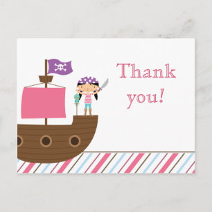 Cartão Postal Obrigado de festa de aniversário pirata de uma gar