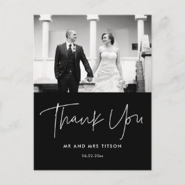Cartão Postal Obrigado de foto de casamento moderno minimalista