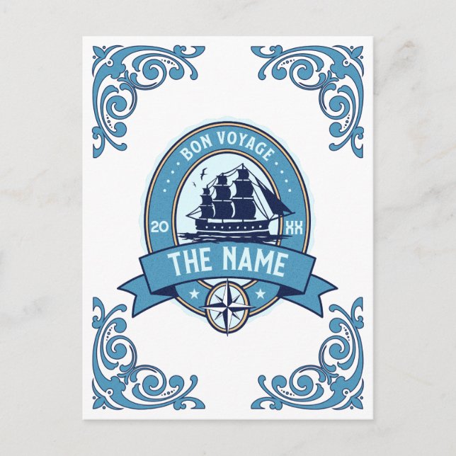 Cartão Postal Obrigado de funcionários você Bon Voyage Farewell (Frente)