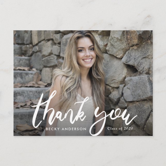 Cartão Postal Obrigado de graduação de script do pincel (Frente)