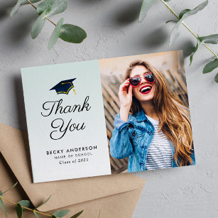 Cartão Postal Obrigado de graduação do boné azul você