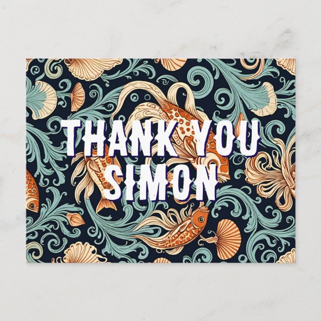 Cartão Postal obrigado de ilustração de peixe-dourado você Cartã (Frente)