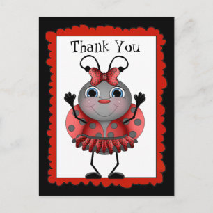 Cartão Postal Obrigado de Ladybug dançante