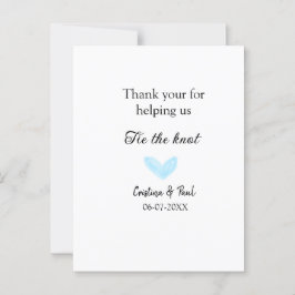 Cartão Postal obrigado dê o nó coração azul casamento rústico