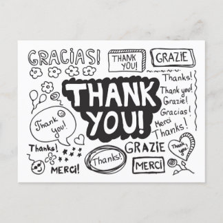Cartão Postal Obrigado Em Diferentes Idiomas