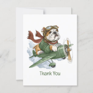 Cartão Postal Obrigado English Bulldog Piloto Avião