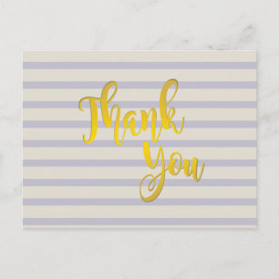 Cartão Postal Obrigado Faixa Dourada Brilho Limpo