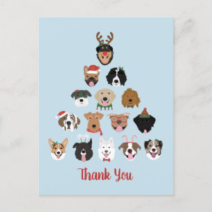 Cartão Postal Obrigado Feliz Pawlidays Árvore de Natal Cachorro