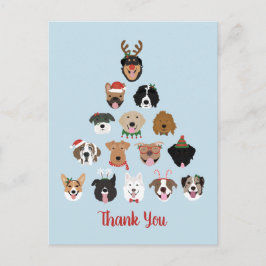 Cartão Postal Obrigado Feliz Pawlidays Árvore de Natal Cachorro