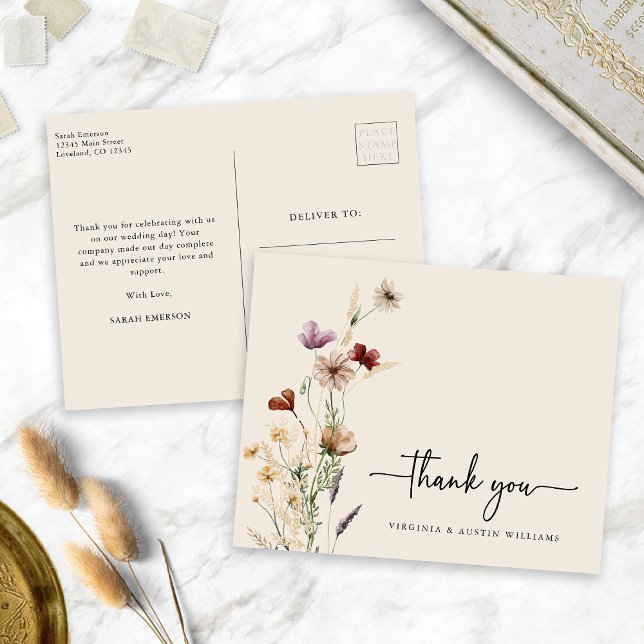 Cartão Postal Obrigado Flor Silvestre (Thank You Wildflower Postcard
)
