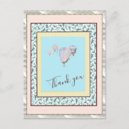 Cartão Postal Obrigado Floral Blue Balloon Spark Silver