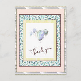 Cartão Postal Obrigado Floral Blue Balloon Spark Silver