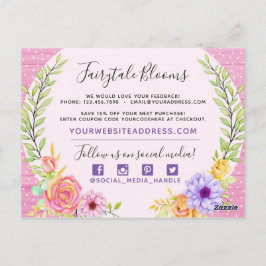 Cartão Postal Obrigado Floral Caprichoso Rosas Rosa Rústico Made