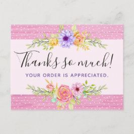 Cartão Postal Obrigado Floral Caprichoso Rosas Rosa Rústico Made