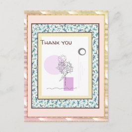 Cartão Postal Obrigado Floral Cor-De-Rosa Azul, Abstrato de Faís