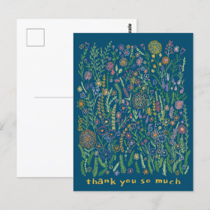 Cartão Postal Obrigado Flores Coloridas Campos Prado Floral 