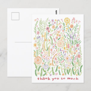 Cartão Postal Obrigado Flores Coloridas Campos Prado Floral 