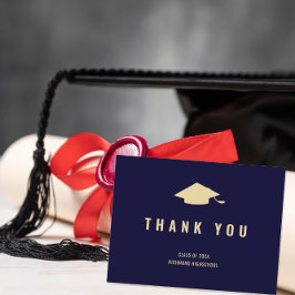 Cartão Postal Obrigado Foto Moderno Azul Naval Dourado