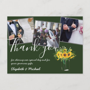 Cartão Postal Obrigado Fotos De Casamento Sobrepor Texto Girassó