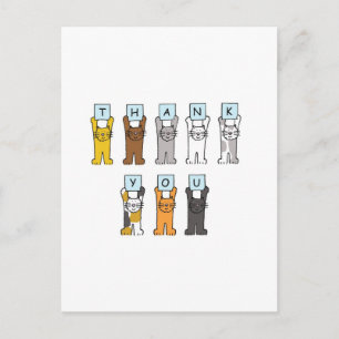 Cartão Postal Obrigado Gatos de Cartoon