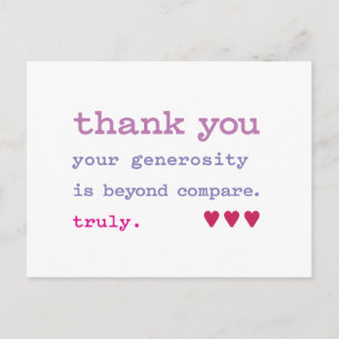Cartão Postal Obrigado. Generosidade Além Da Comparação. Verdade
