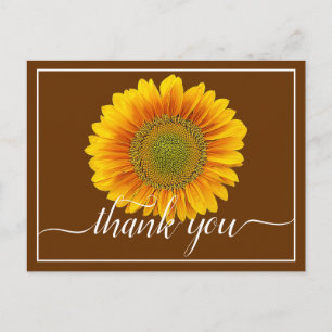 Cartão Postal Obrigado Girassol Moderno Laranja e Amarelo Brilha