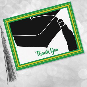 Cartão Postal Obrigado Grad Cap Verde e Dourado