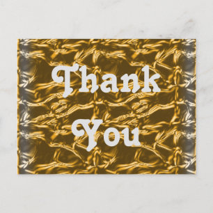 Cartão Postal Obrigado Gratidão Metálica Dourado Prateado
