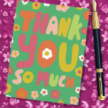 Cartão Postal OBRIGADO, Groovy Daisies Colorful Bubble Letters<br><div class="desc">A mão fez um cartão para você! Personalize com seu próprio texto ou altere as cores. Procure mais cores e designs no meu compro ou me avise se você quer algo personalizado!</div>