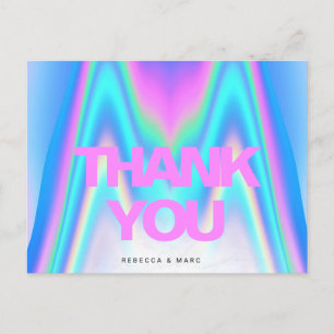 Cartão Postal Obrigado Holográfico Iridescente Y2K