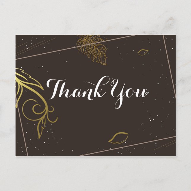 Cartão Postal Obrigado marrom rústico e branco (Frente)