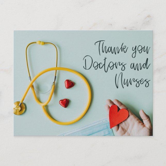 Cartão Postal obrigado médico e enfermeiro (Frente)